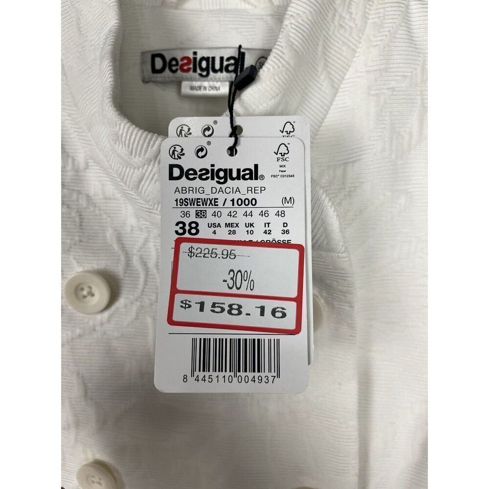 Desigual NWT White Floral Trench Coat Women’s‎ Size 38 EU/4 US - Picture 6 of 12